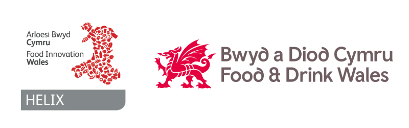 Project HELIX and Food & Drink Wales logos