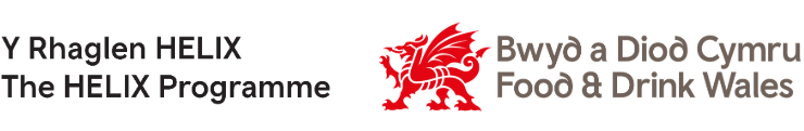 HELIX Programme and Food and Drink Wales logos