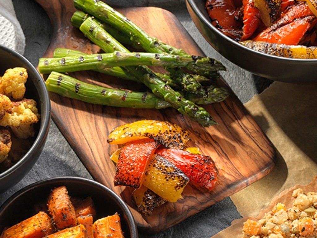 A selection of cooked vegetables