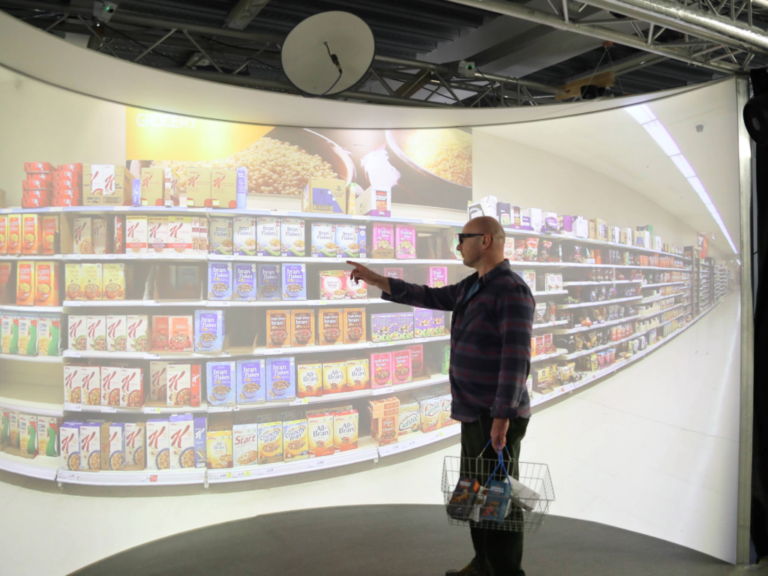 Man standing in the perceptual experience lab