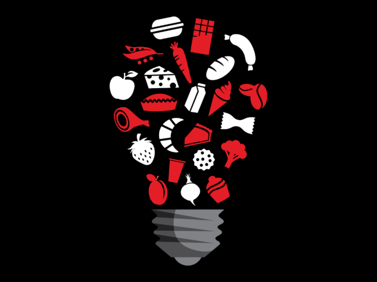 Lightbulb shape made out of food icons
