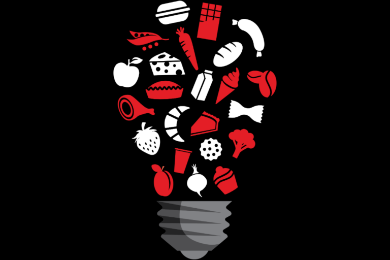 Lightbulb shape made out of food icons