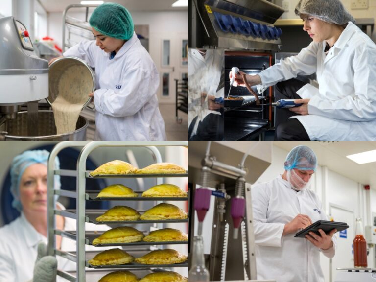 Collage of food production workers