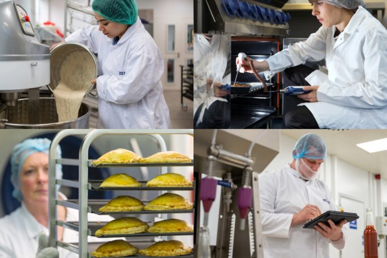 Collage of food production workers