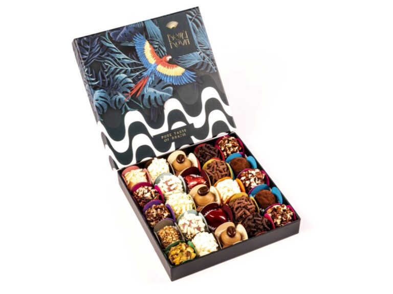 An open box of Bossa Nova chocolates