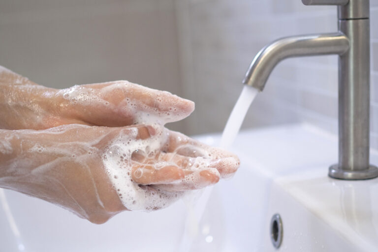 Handwashing at sink